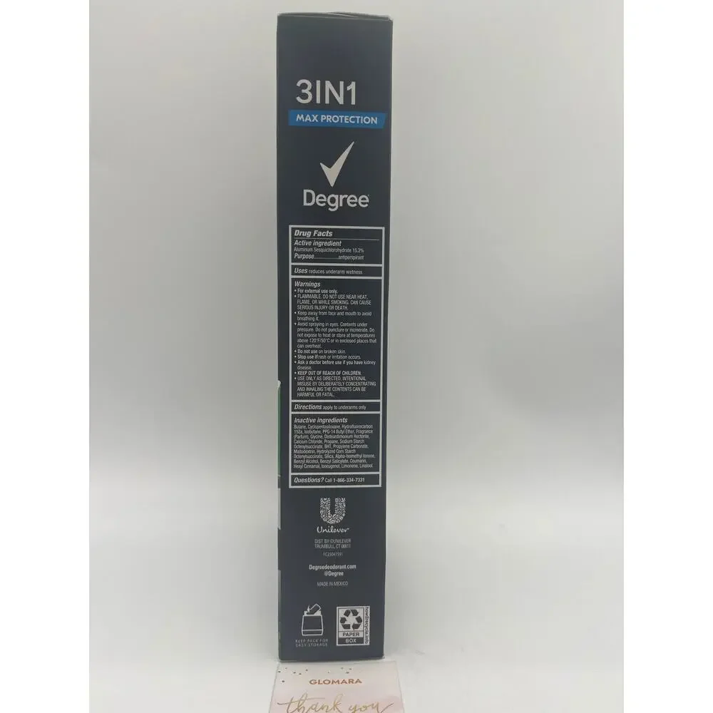 Degree Men Max Protection 3-in-1 Fresh Dry Spray 4.8oz 4 Pack EXP 01/2028 NEW